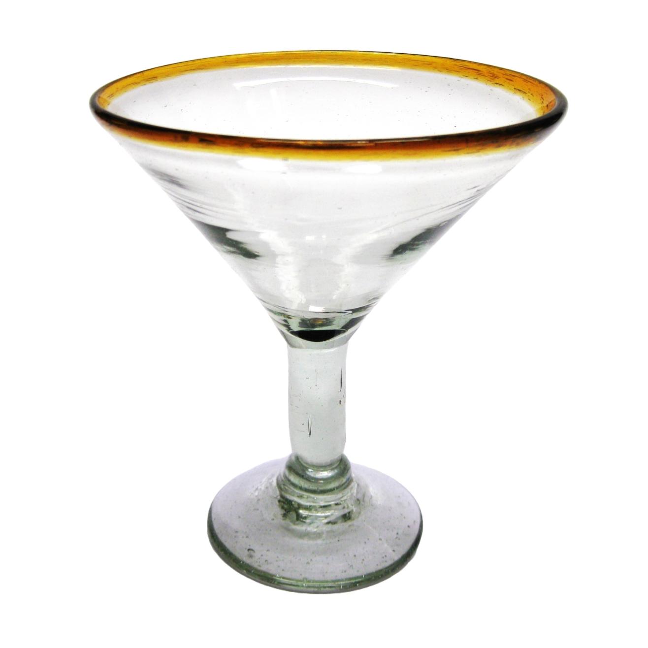 Wholesale Colored Rim Glassware / Amber Rim 10 oz Martini Glasses  / This wonderful set of martini glasses will bring a classic, mexican touch to your parties.